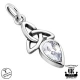 Kelttikorut Hopea Northern Viking Jewelry® Kaulakoru Clear CZ Trinity Knot.