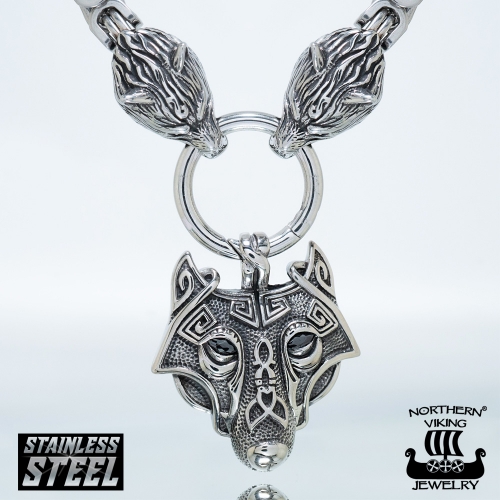 Northern Viking Jewelry®-Kaulakoru "Clasp Byzantine Sudenpäillä + Guardian Wolf