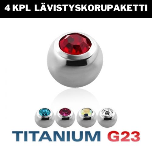 4kpl Kivellisiä 4 mm Irtopalloja 1,2 mm Titaani G23.