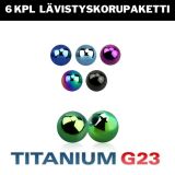 6kpl Värillisiä 4 mm Irtopalloja 1,2 mm Titaani G23.