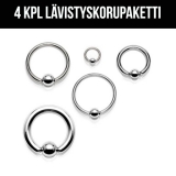 LÄVISTYSKORUPAKETTI "4 KPL 316L Kirurginteräs BCR-RENGAS 1,2 MM"