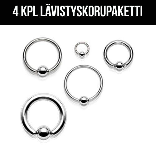LÄVISTYSKORUPAKETTI "4 KPL 316L Kirurginteräs BCR-RENGAS 1,2 MM"