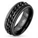 Kirurginteräs Sormus "Black IP Grooved Edge Center Chain Stainless Steel Spinner Ring"
