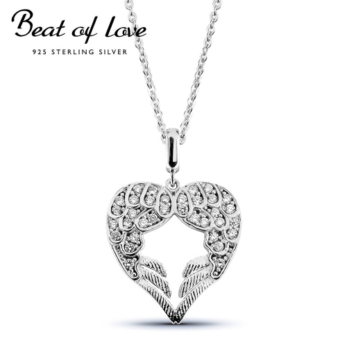 Beat of Love hopeakaulakoru sydän siivet zirkoneilla (BOL-N0860Z/40-45cm)