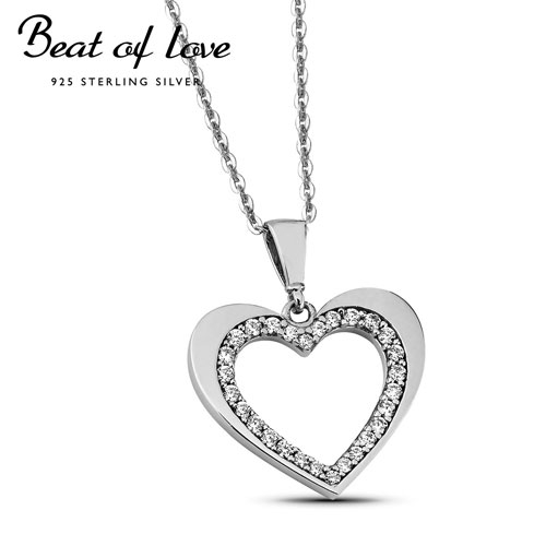 Beat of Love hopeakaulakoru sydän zirkoneilla (BOL-N1174Z/40-45cm)