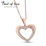 Beat of Love punakullattu hopeakaulakoru sydän zirkoneilla (BOL-N1174ZRG/40-45cm)
