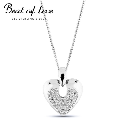 Beat of Love hopeakaulakoru sydän zirkoneilla (BOL-N3162Z/40-45cm)