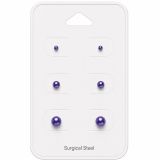 Helmikorvakorut 3 Paria 3 mm, 5 mm, 6 mm Purple.