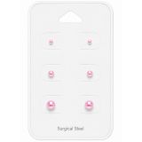 Helmikorvakorut 3 Paria 3 mm, 5 mm, 6 mm Pink.