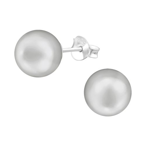 Helmikorvakorut Hopea Light Gray Imitation Pearl 8mm.