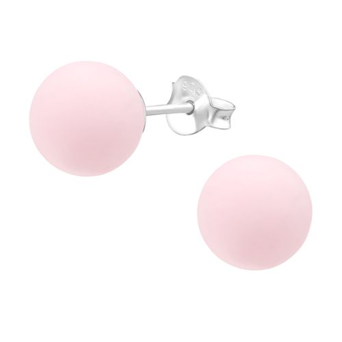 Helmikorvakorut Hopea Pink Imitation Pearl 8mm.