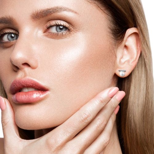 Helmikorvakorut Teräs Bar With Pearl Fiiliskuva.