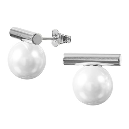 Helmikorvakorut Teräs Bar With Pearl.