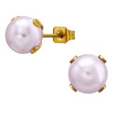 Helmikorvakorut Teräs Prong Set Pink Pearl