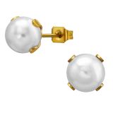 Helmikorvakorut Teräs Prong Set White Pearl.