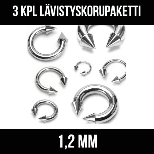 Hevosenkenkä Koru 3 kpl 316L Kirurginteräs Cones 1,2 mm.