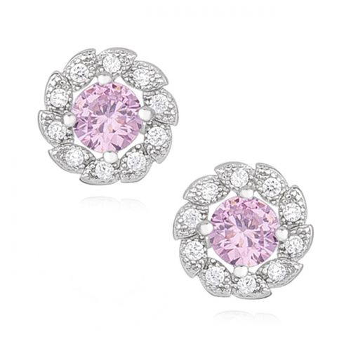 Hopeakorvakorut "Earrings With Light Pink Zirconia"