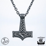 Northern Viking Jewelry® 925-Hopea Huutava Lohikäärme Thorin Vasara