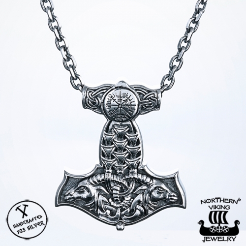 Northern Viking Jewelry® 925-Hopea Vegvisir Thorin Vasara 