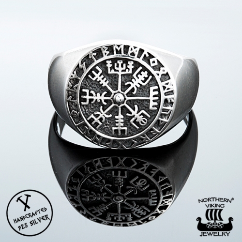 925-Hopea Vegvisir-Sormus, Northern Viking Jewelry 