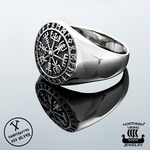 925-Hopea Vegvisir-Sormus, Northern Viking Jewelry 