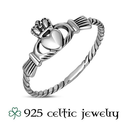 Hopeinen Kelttisormus "Celtic Claddagh Silver Ring"