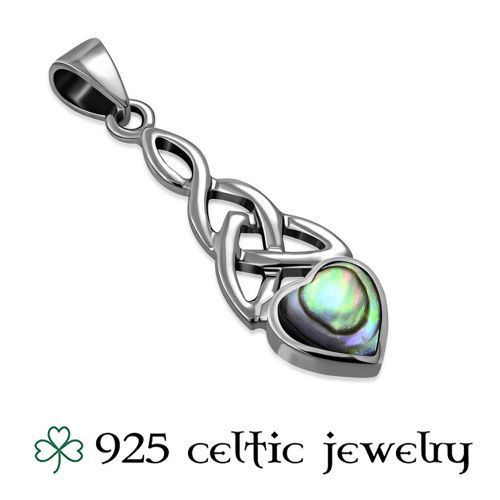 Hopeinen Kelttikoru Hopeaketjulla "Abalone Heart Celtic Trinity"