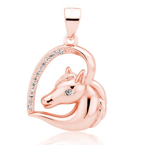 Sydän Kaulakoru Hopeaketjulla Rosegold Horse With Zirconia.