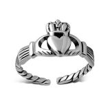 Hopeinen Säädettävä Varvassormus "Claddagh"