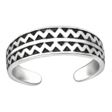 Hopeinen Säädettävä Varvassormus "Silver Zig Zag Toe Ring"