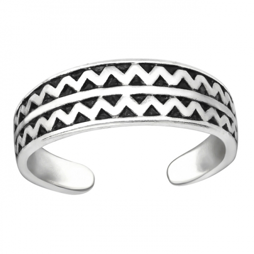Hopeinen Säädettävä Varvassormus "Silver Zig Zag Toe Ring"