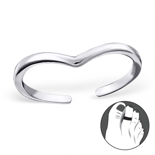 Hopeinen Säädettävä Varvassormus "Silver Heart Toe Ring Adjustable"