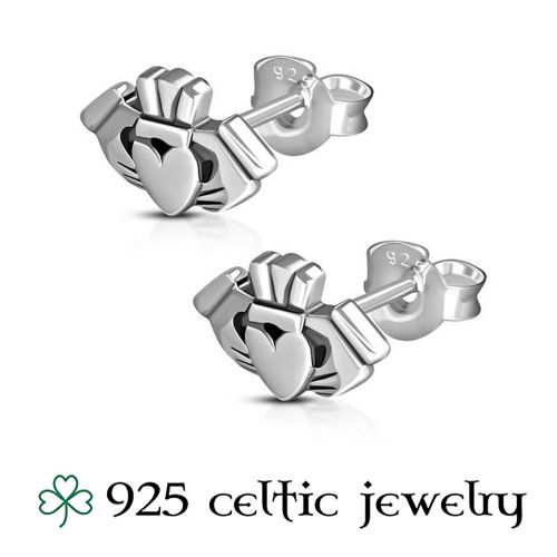 Hopeiset Keltti Korvakorut "Claddagh Stud Earrings"