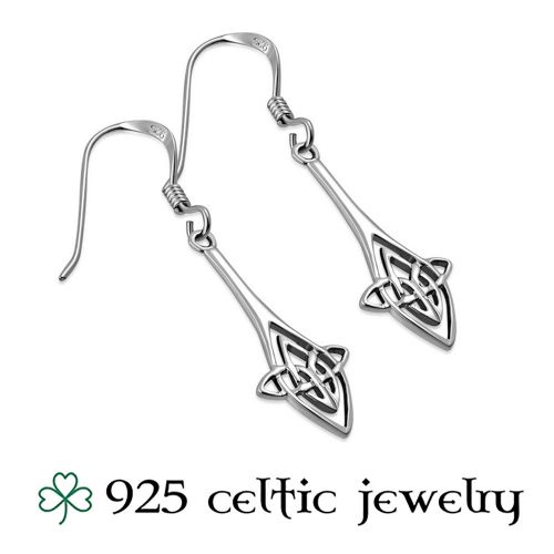 Hopeiset Keltti Korvakorut "Long Celtic Knot Plain Silver"