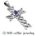 Risti Kaulakoru Hopea Kelttikoru Celtic Knot Amethyst Cross.