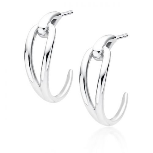 Hopeiset Korvarenkaat Half Hoop Stud Earrings