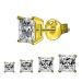 Hopeiset Nappikorvakorut "Gold Plated Square CZ Basket Setting"