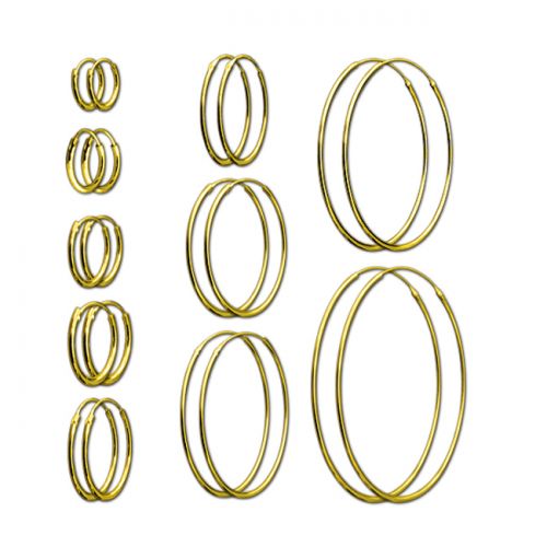 Hopeiset Korvarenkaat Gold Plated 10 mm - 40 mm
