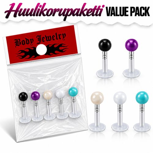 Huulikorupaketti 5 kpl Bioflex Pearl.