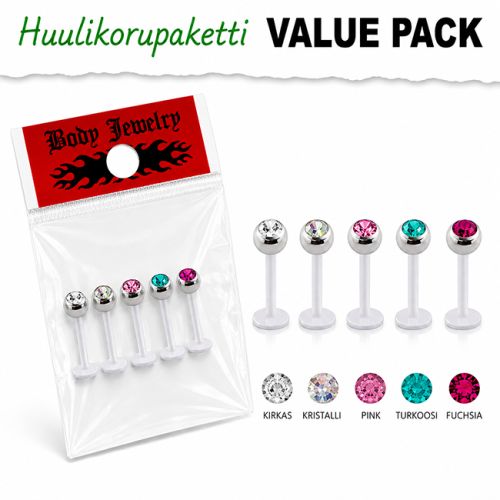 Huulikorupaketti Kivellä 5 Kpl Bioflex 1,2 mm.