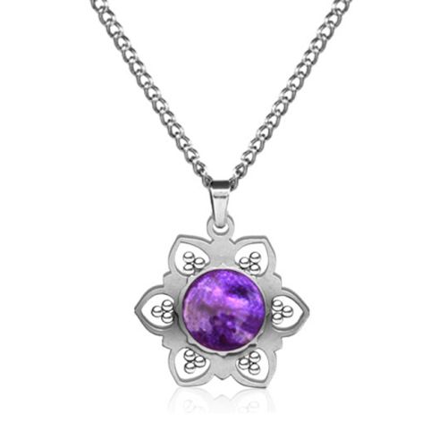Kaulakoru Teräs Amethyst Flower