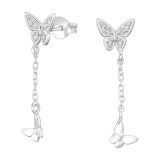 Ketjukorvakorut Hopea Butterfly With Cubic Zirconia.