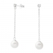 Hopeiset Ketjukorvakorut "Hanging Pearl and Crystal"