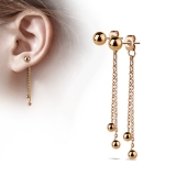 Ketjukorvakorut "Two Chained Free Falling Ball Rosegold"