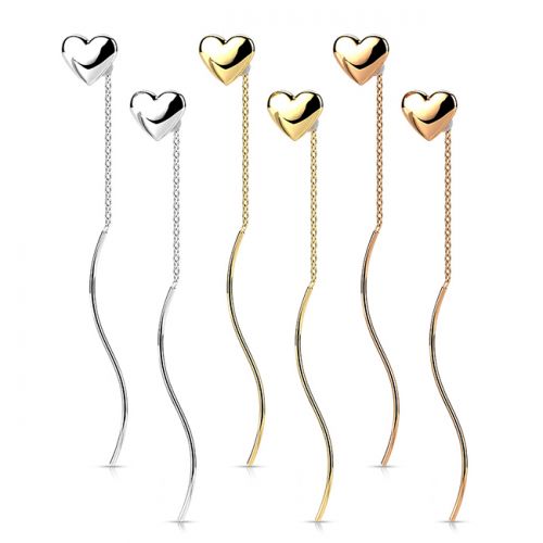 Ketjukorvakorut "Wave Dangle Heart"