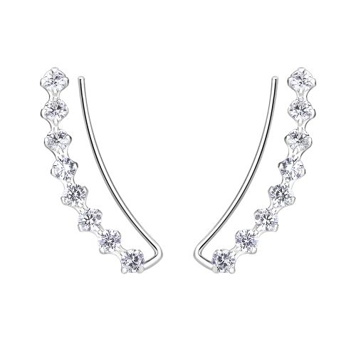Kiipijä Korvakorut Hopea Curved Line Cubic Zirconia.