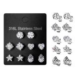 Korvakorupaketti 5 paria Assorted Shape Prong Set CZ.