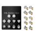Korvakorupaketti 5 paria Gold Assorted Shape Prong Set CZ.