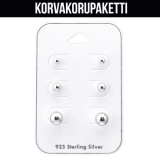 Korvakorupaketti 3 paria "Silver Ball Ear Studs"