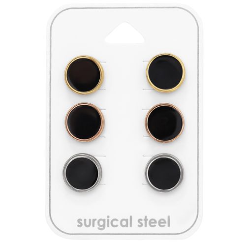 Korvakorut 3 paria 10mm Round Stainless Steel.
